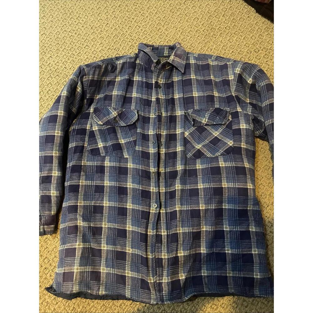 Sierra‎ Pacific Quilted Flannel Shirt Men's M Blue Plaid Long Sleeve Workwear